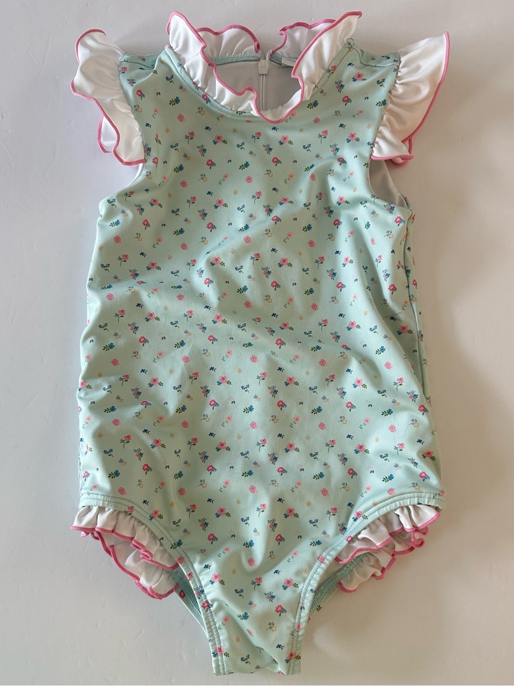 Edgehill Collection Toddler Floral One Piece Swimsuit With Flutter Sleeves, 4T